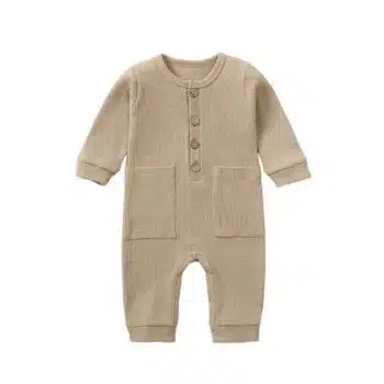 אוברול כותנה פיקה צבע קאמל עם כיסים