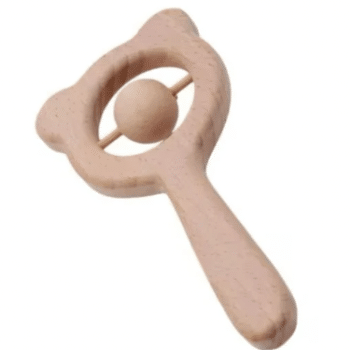 רעשן מעץ טבעי- דובי